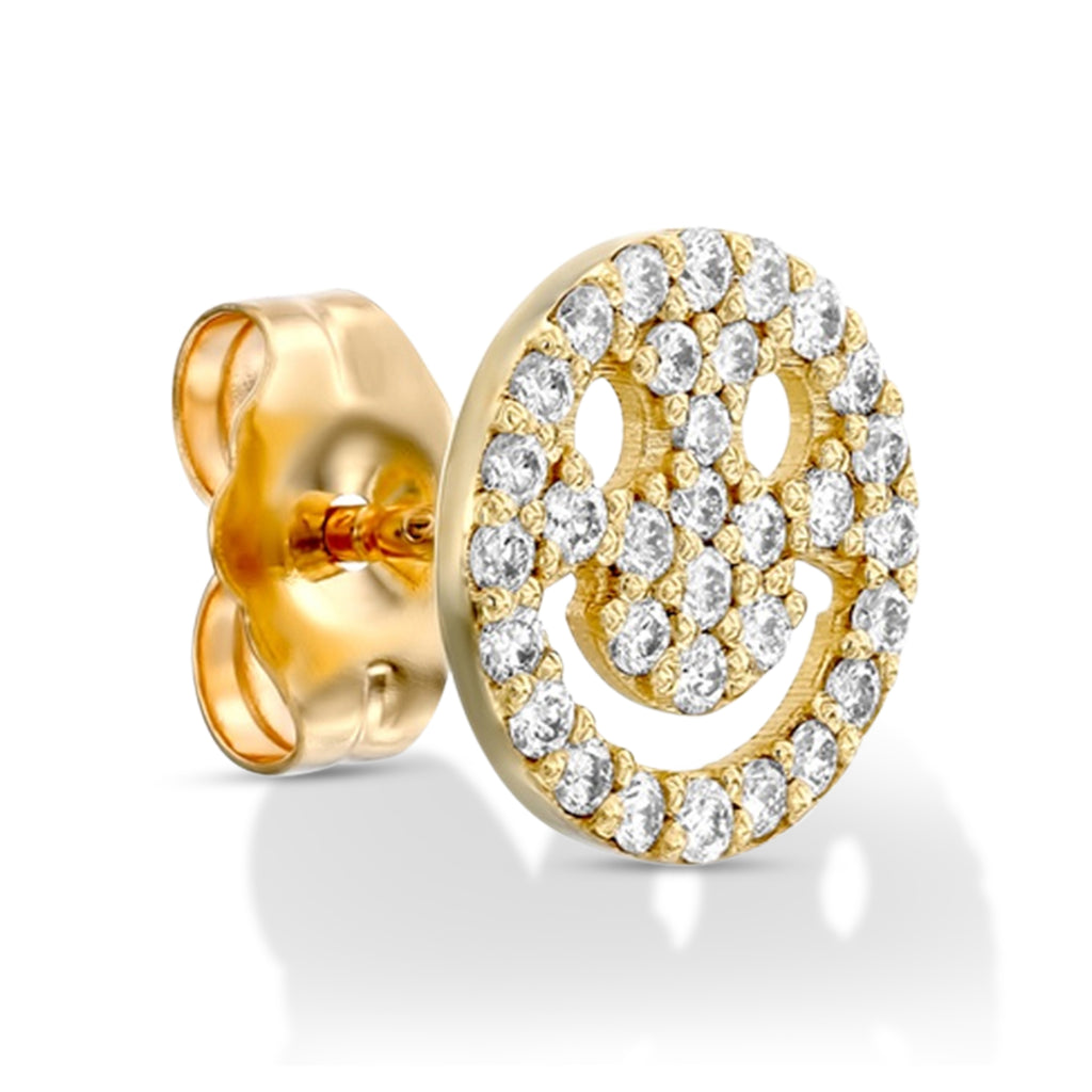 Gold & Diamond Smiley Stud Earrings