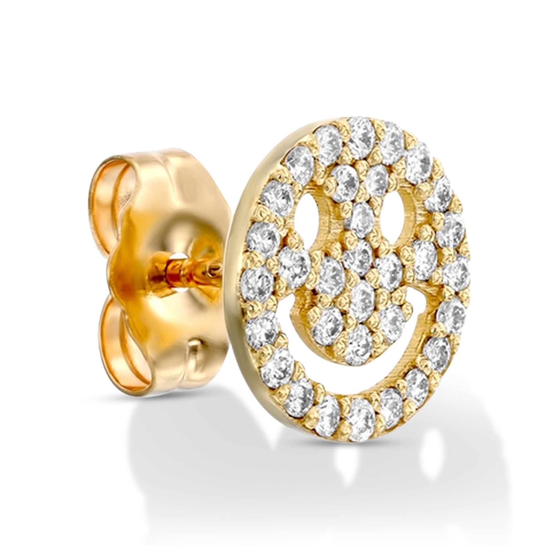 Gold & Diamond Smiley Stud Earrings