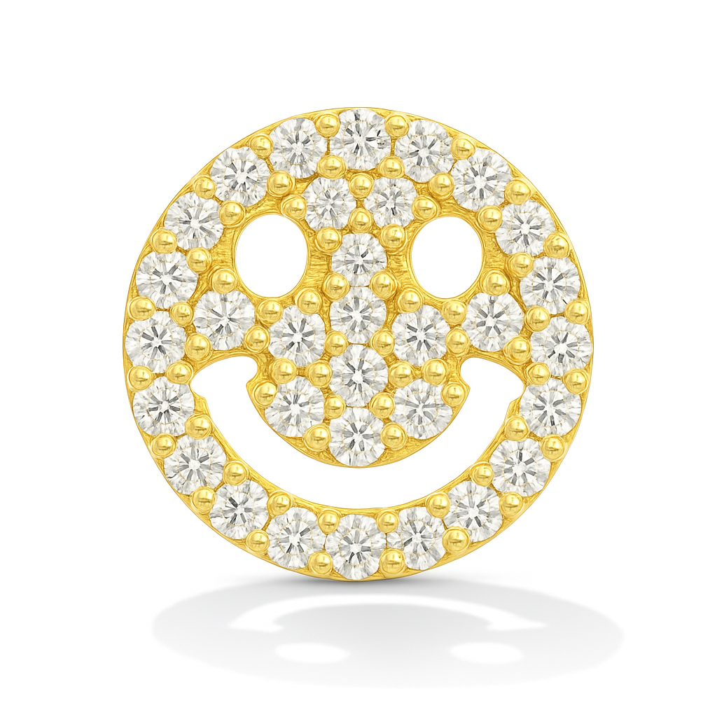 Gold & Diamond Smiley Stud Earrings