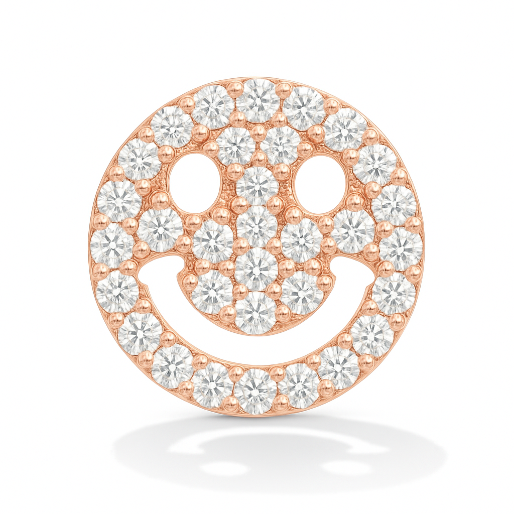 Gold & Diamond Smiley Stud Earrings