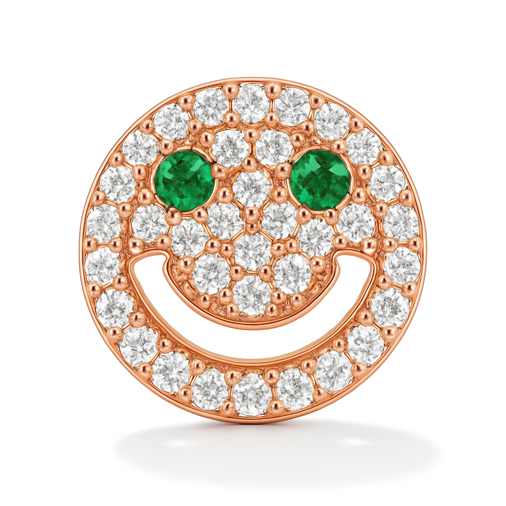 Green Emerald & Diamond Smiley Eyed Earrings