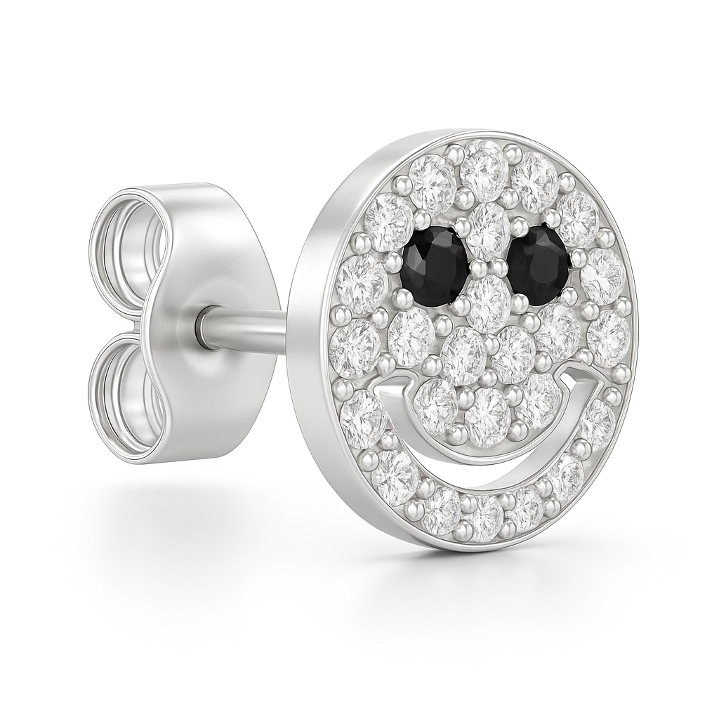 Black & White Diamond Smiley Eyed Earrings