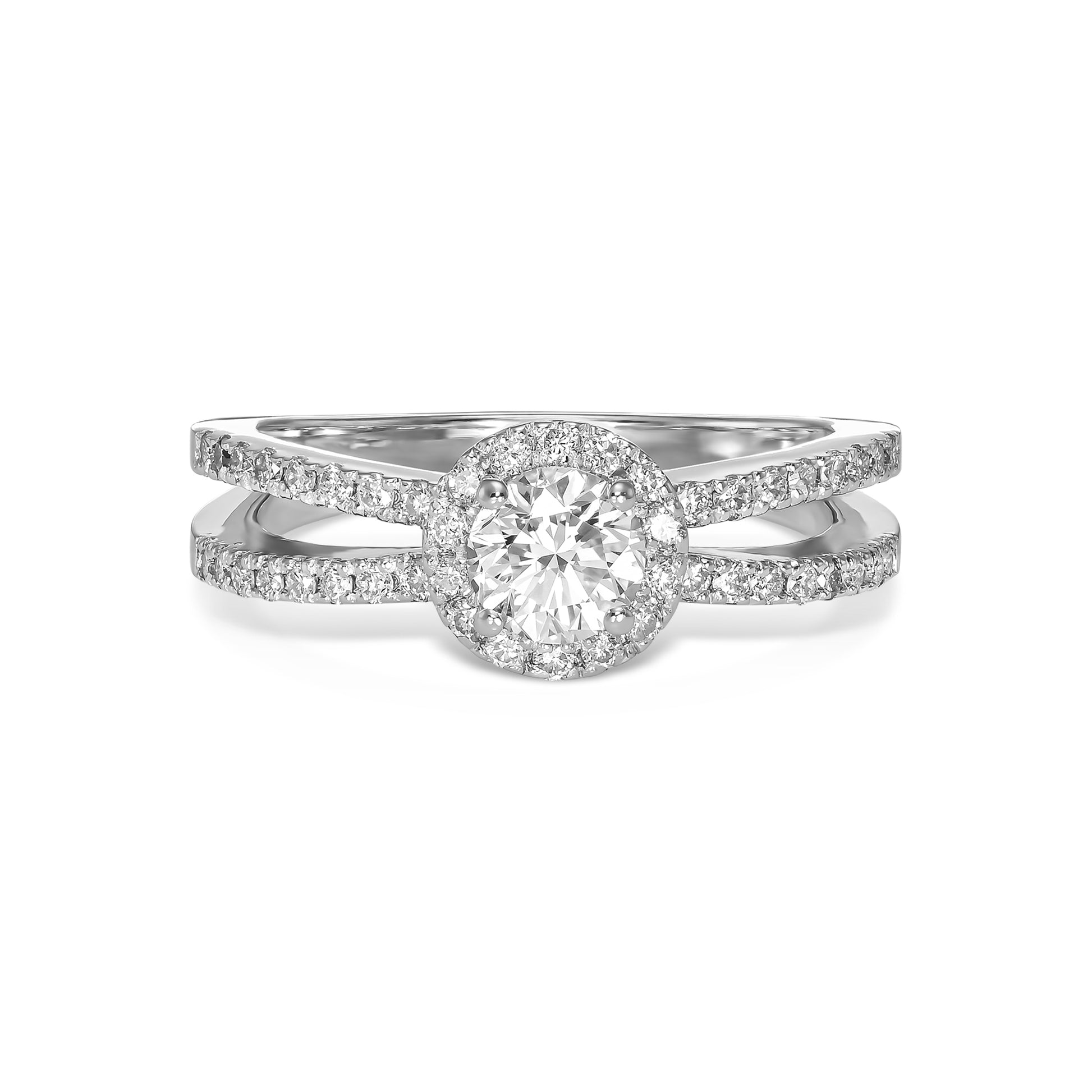 Diamond Pave Crossover Engagement Ring