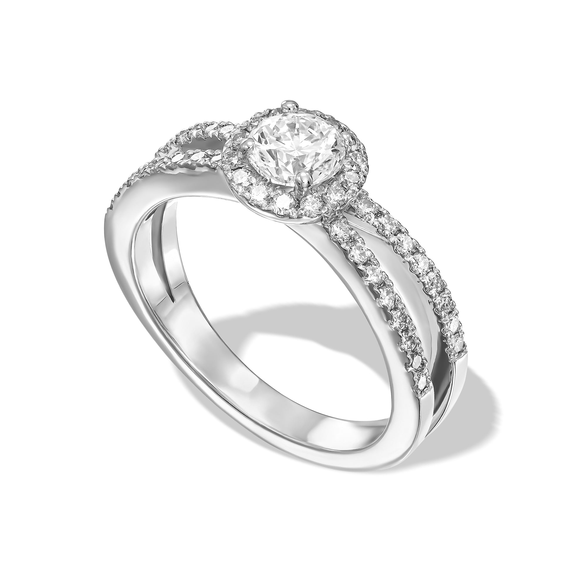 Diamond Pave Crossover Engagement Ring