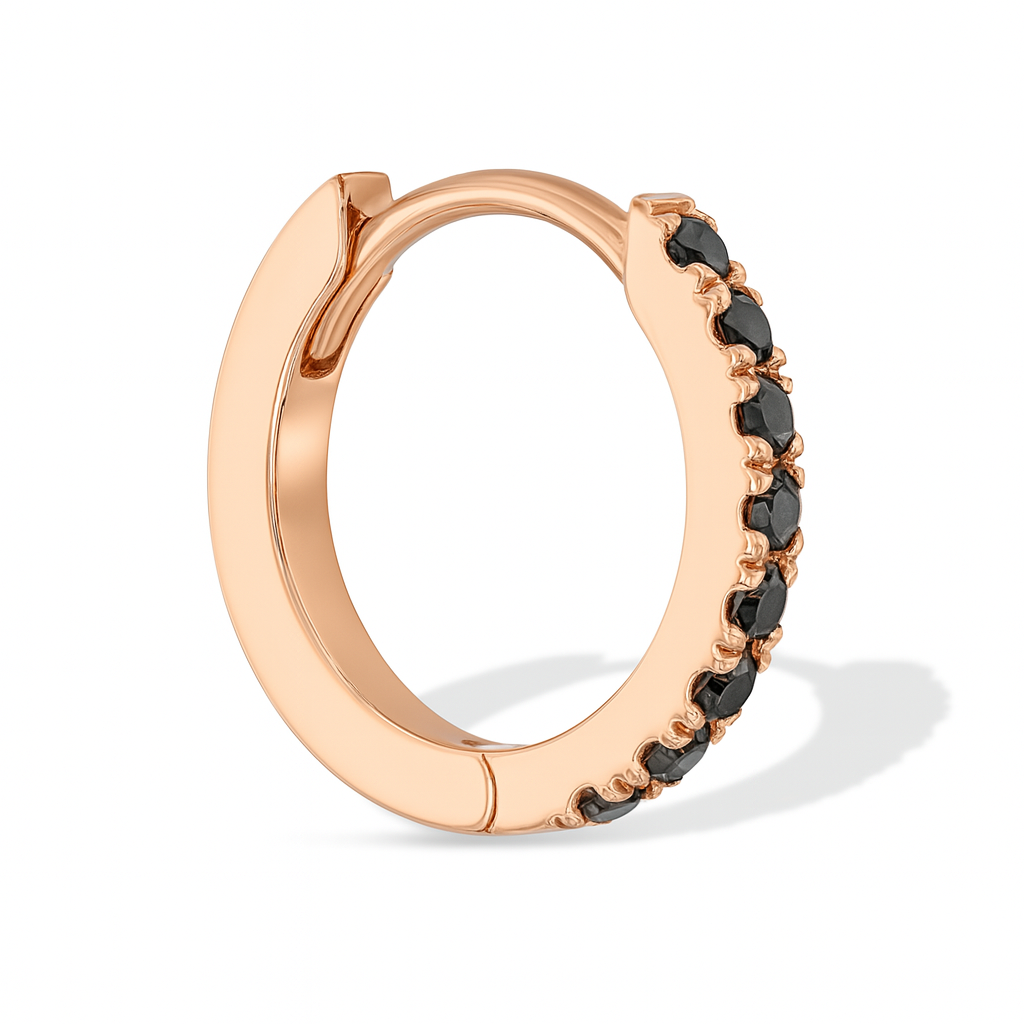 Black Diamond Huggie Earrings