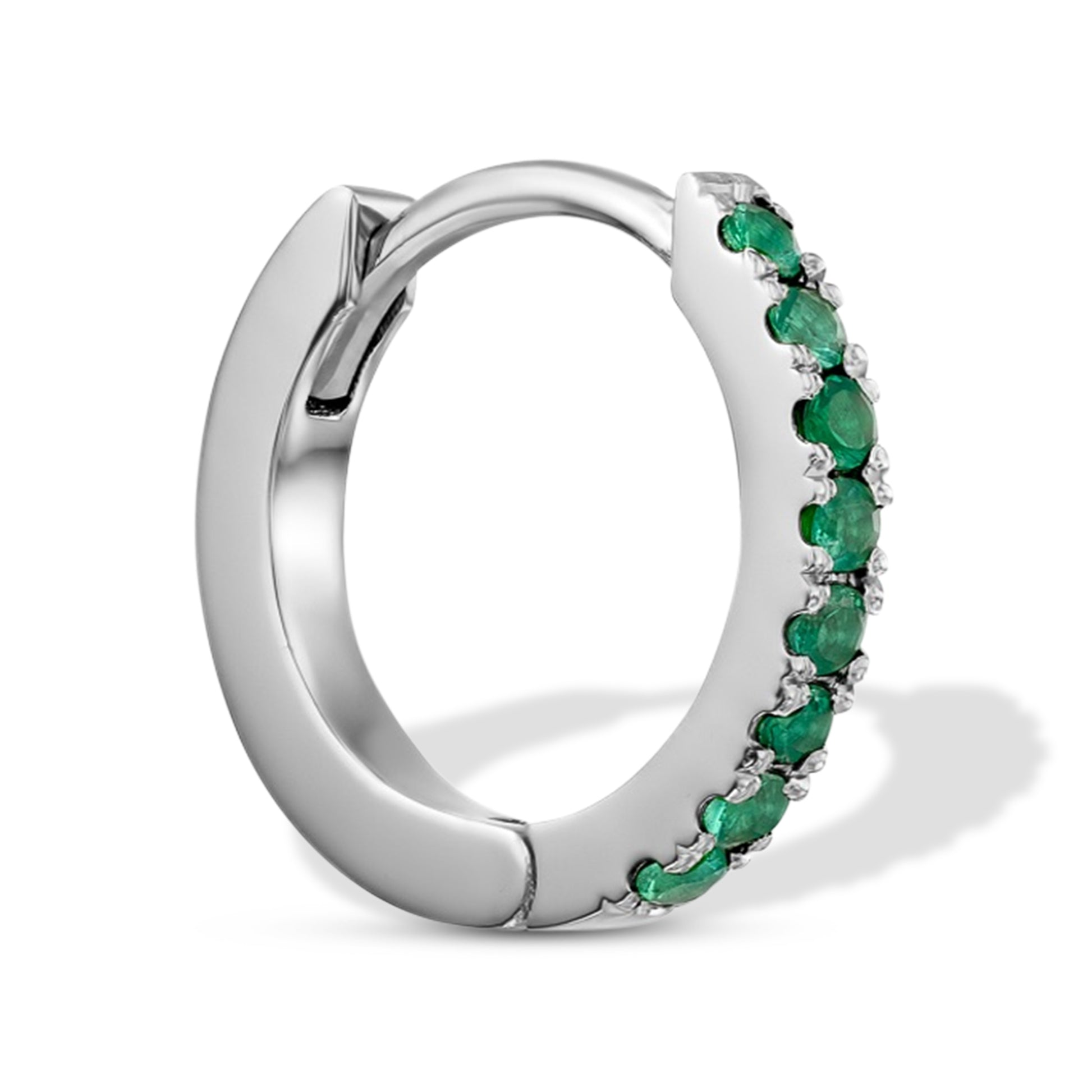 Green Emerald Huggie Earrings