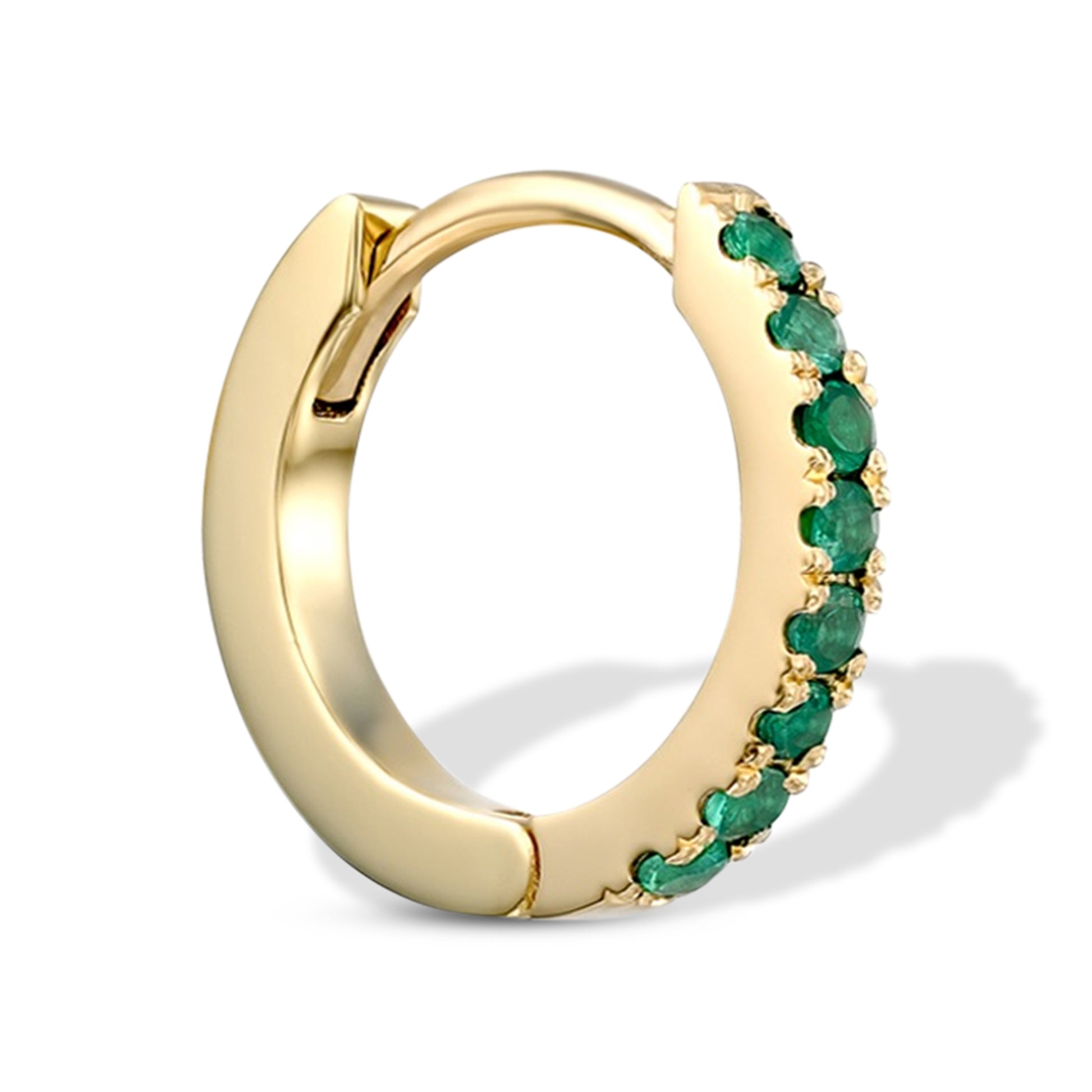 Green Emerald Huggie Earrings