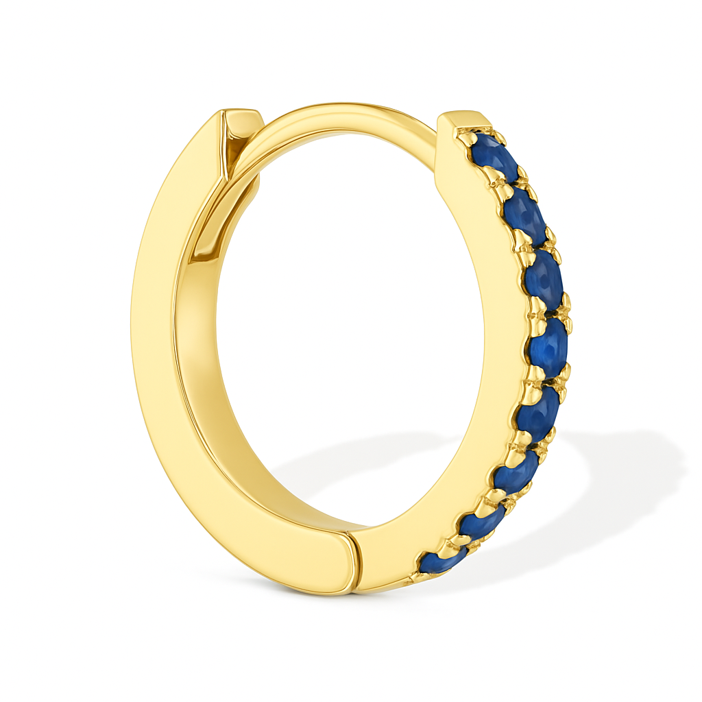 Blue Sapphire Huggie Earrings