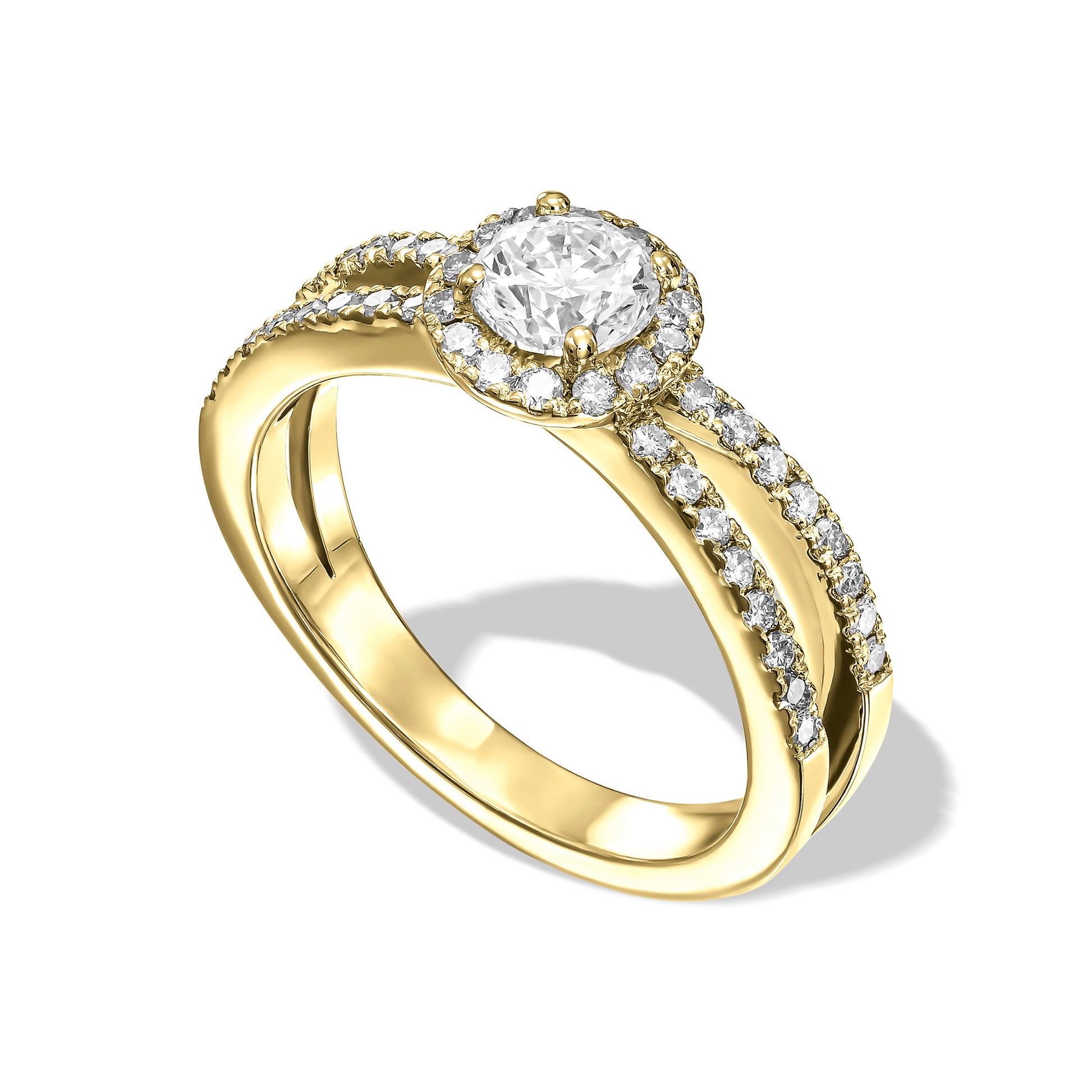 Diamond Pave Crossover Engagement Ring
