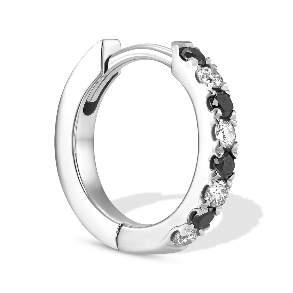 Black & White Diamond Huggie Earrings
