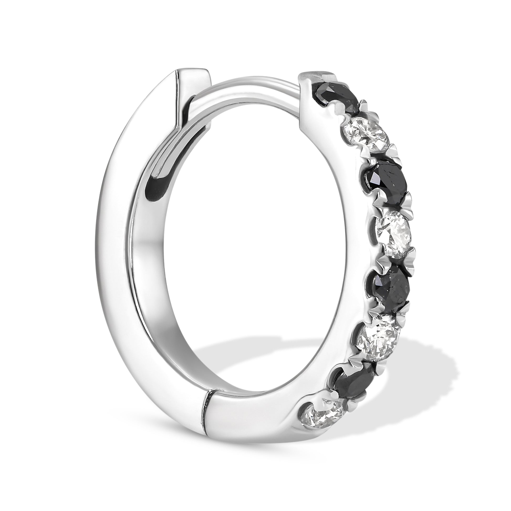 Black & White Diamond Huggie Earrings