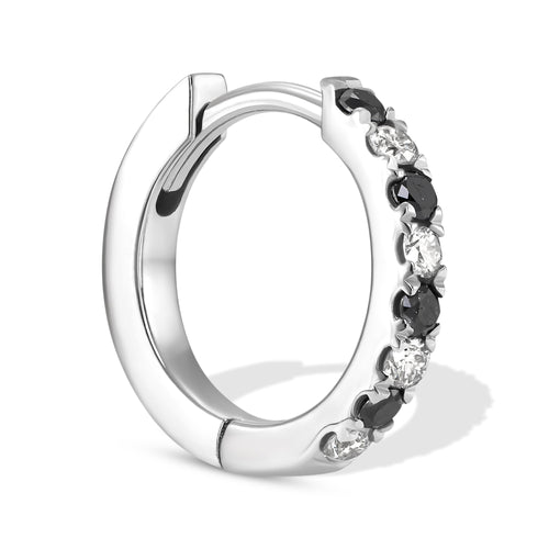 Black & White Diamond Huggie Earrings