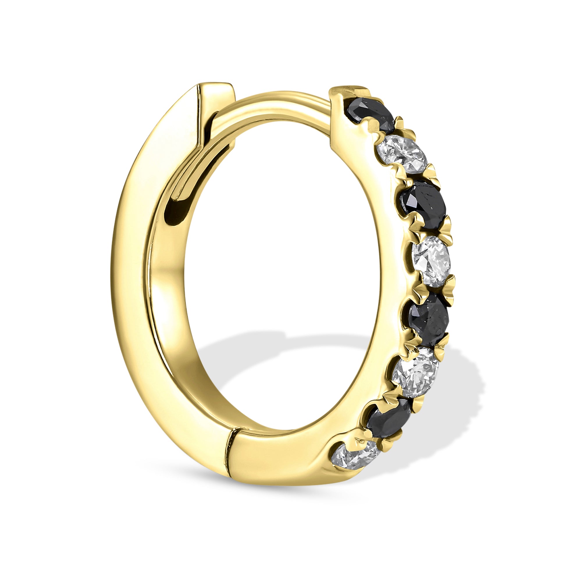 Black & White Diamond Huggie Earrings