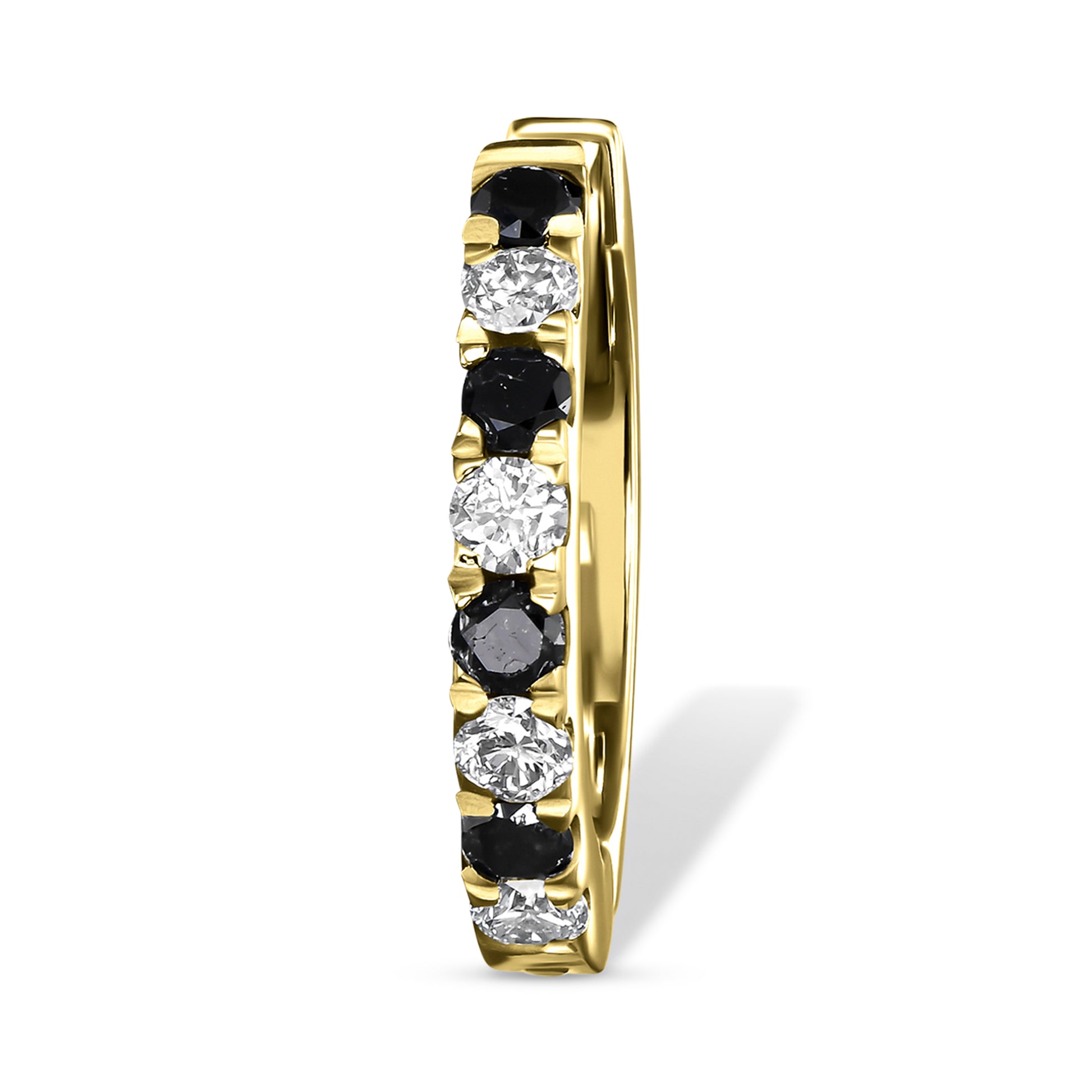 Black & White Diamond Huggie Earrings