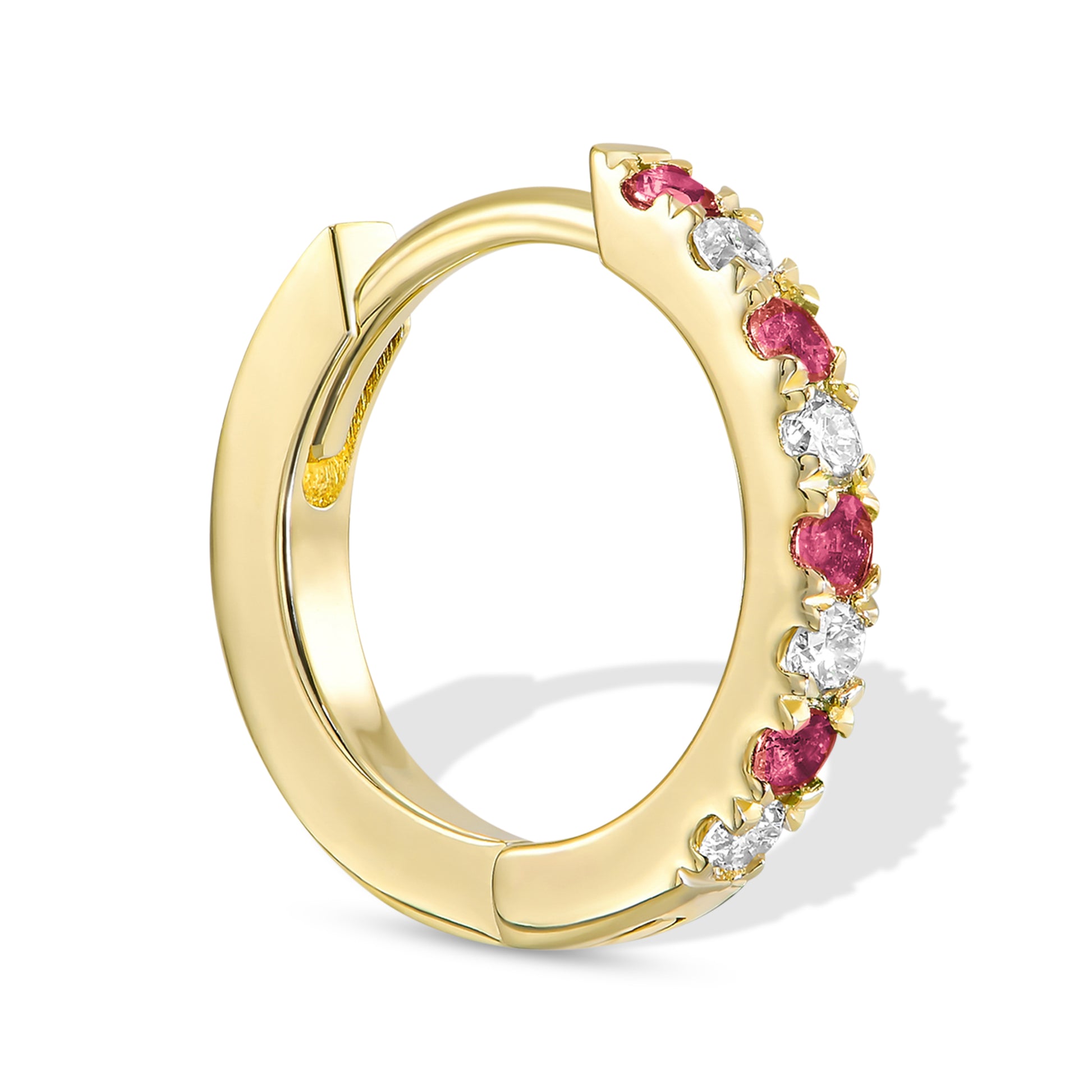 Ruby & Diamond Huggie Earrings