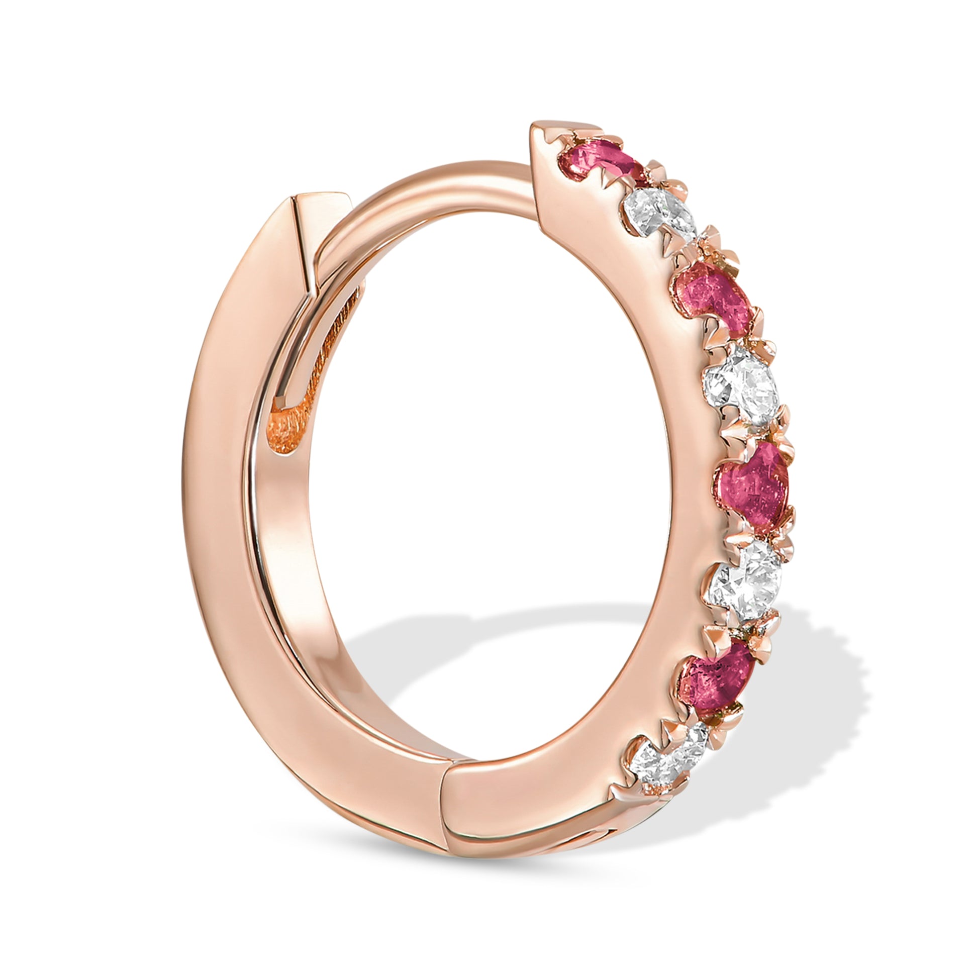 Ruby & Diamond Huggie Earrings