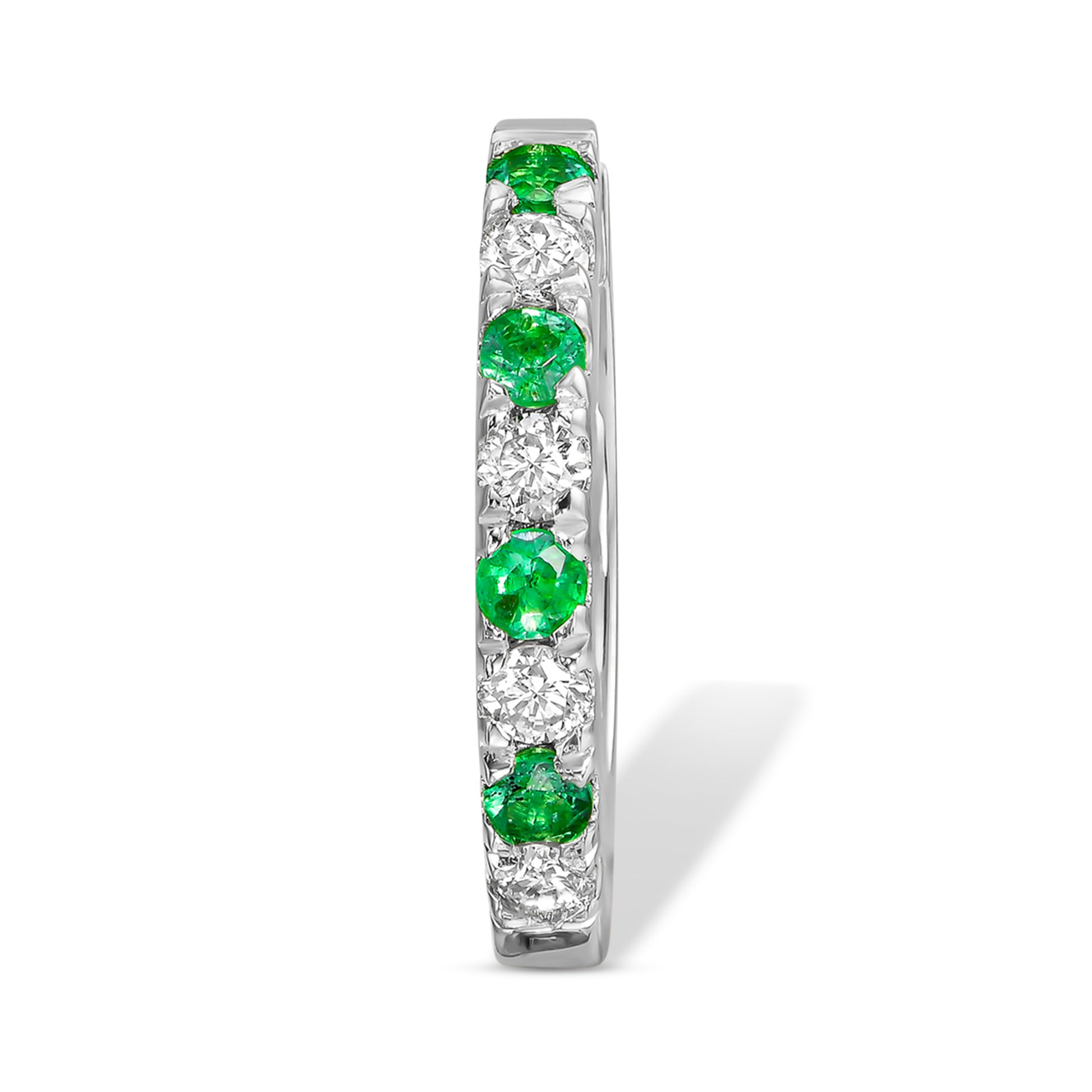 Green Emerald & Diamond Huggie Earrings