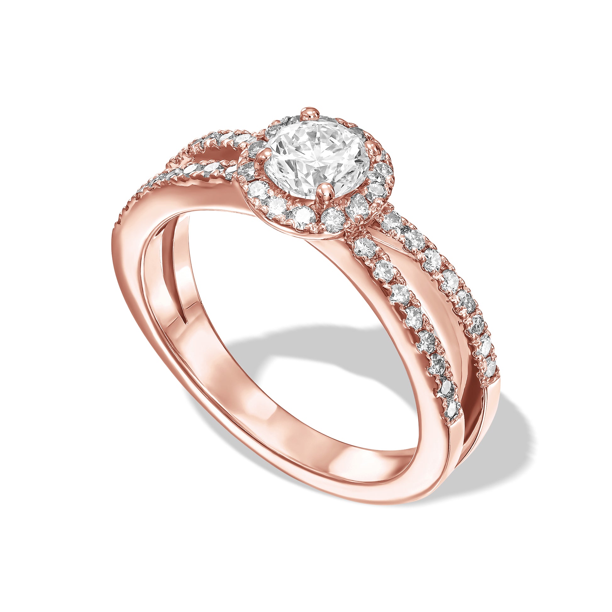 Diamond Pave Crossover Engagement Ring