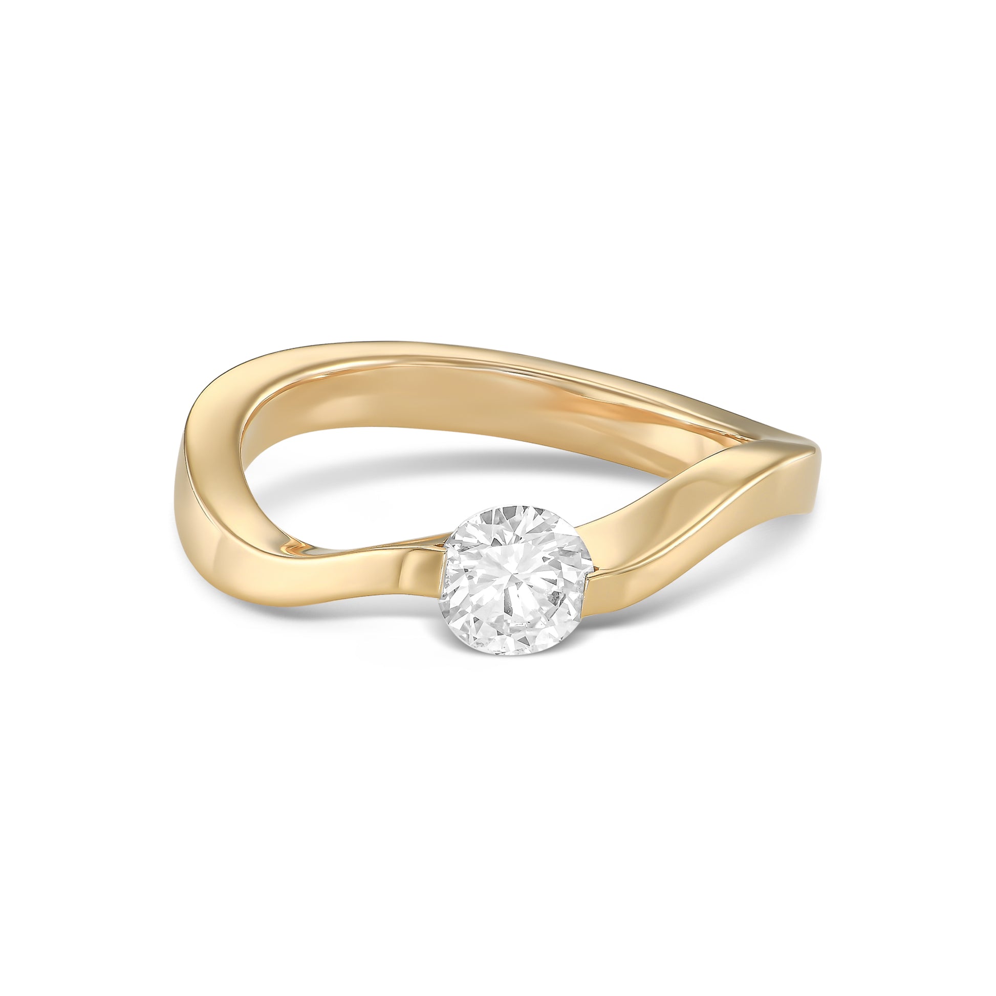 Curved Shank Solitaire Diamond Ring