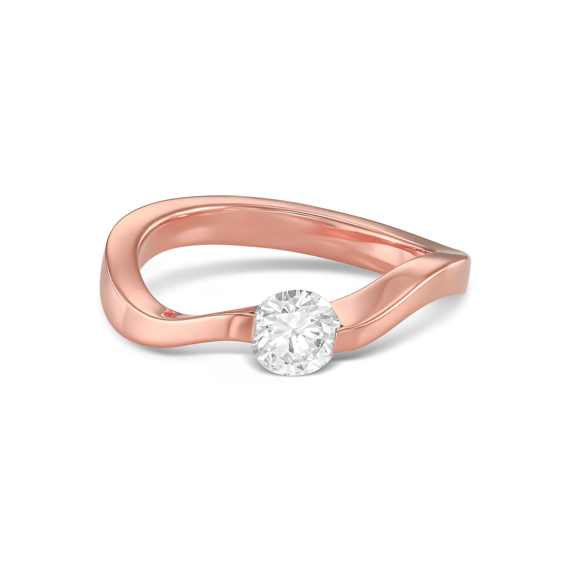 Curved Shank Solitaire Diamond Ring