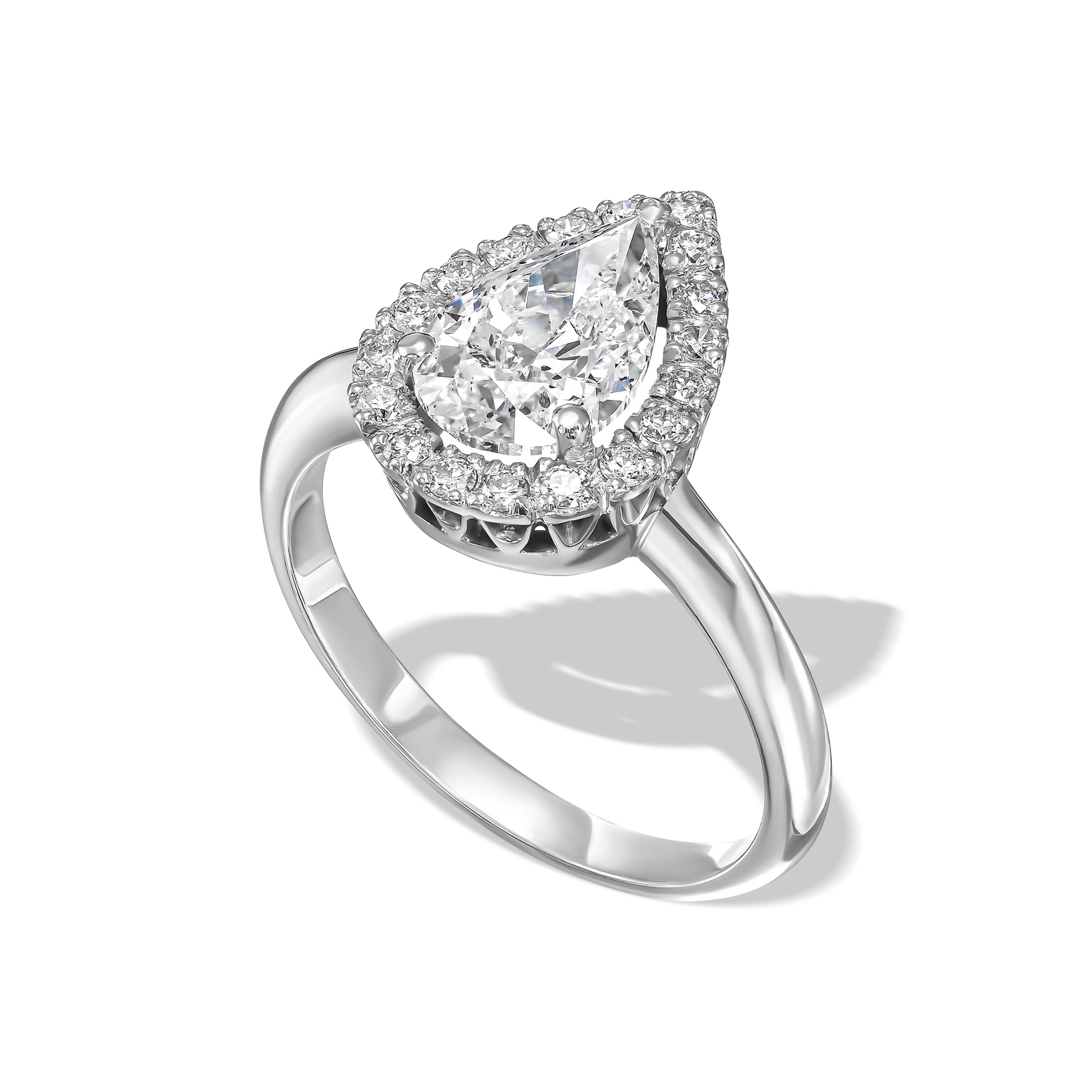 Pear Shaped Diamond Halo Ring