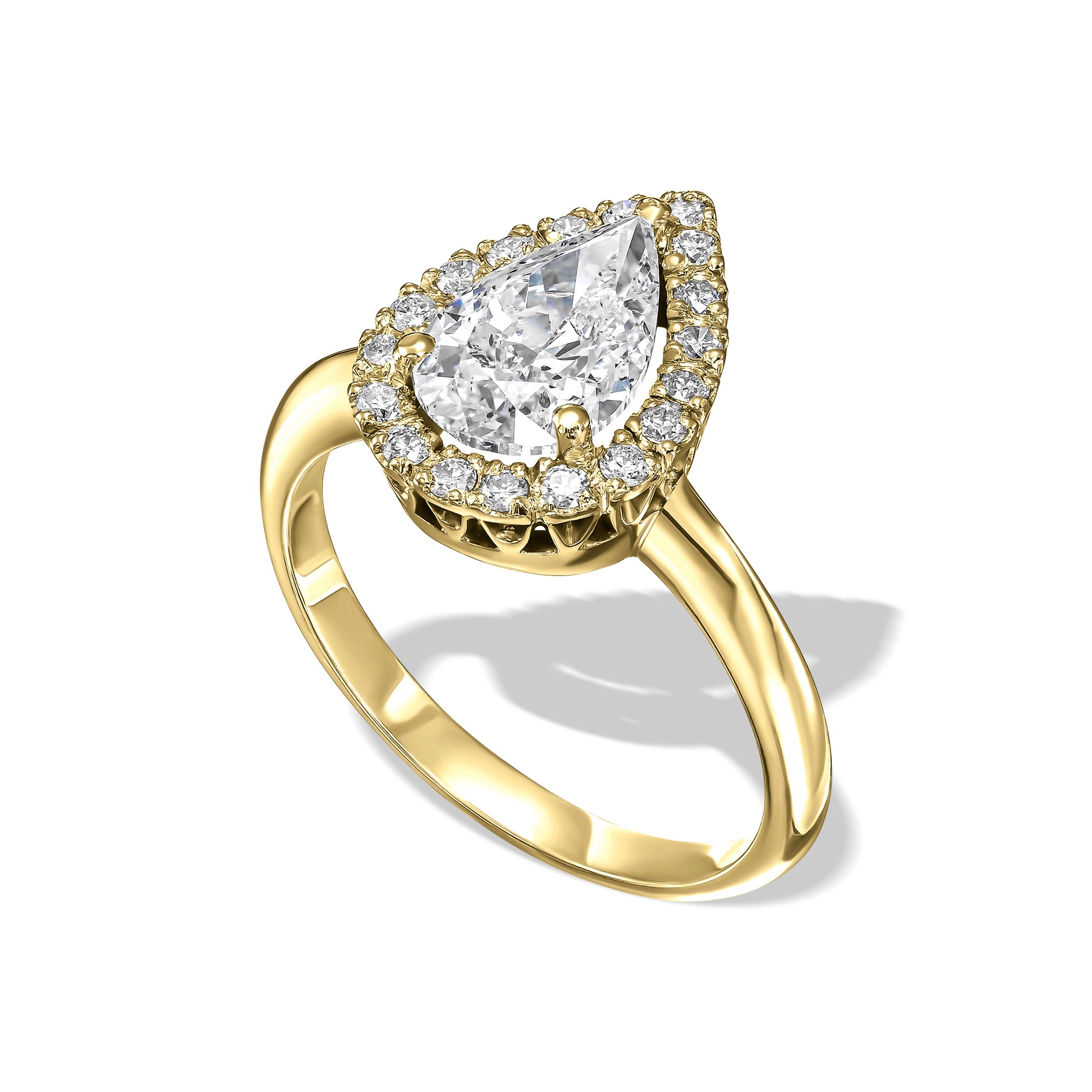 Pear Shaped Diamond Halo Ring