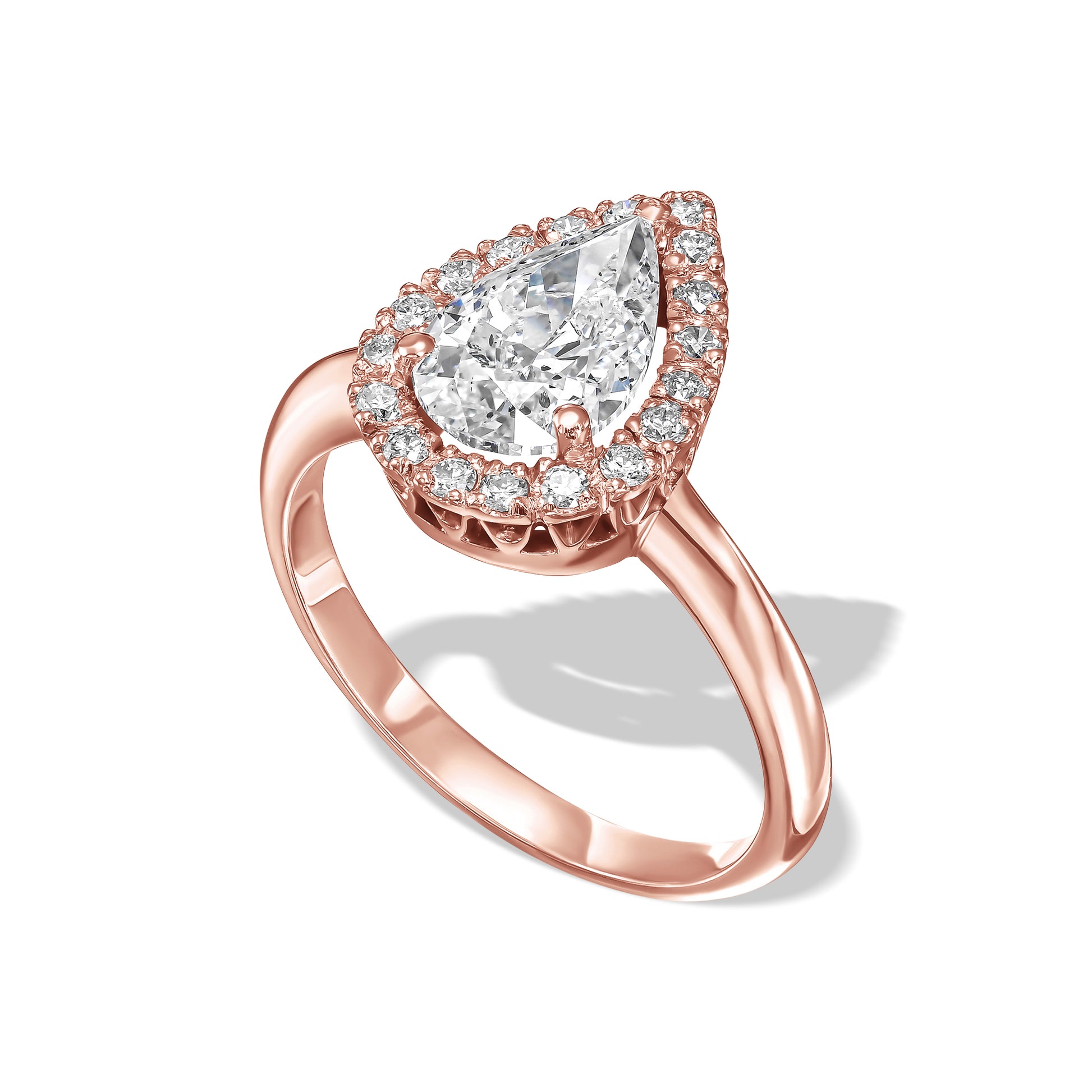 Pear Shaped Diamond Halo Ring