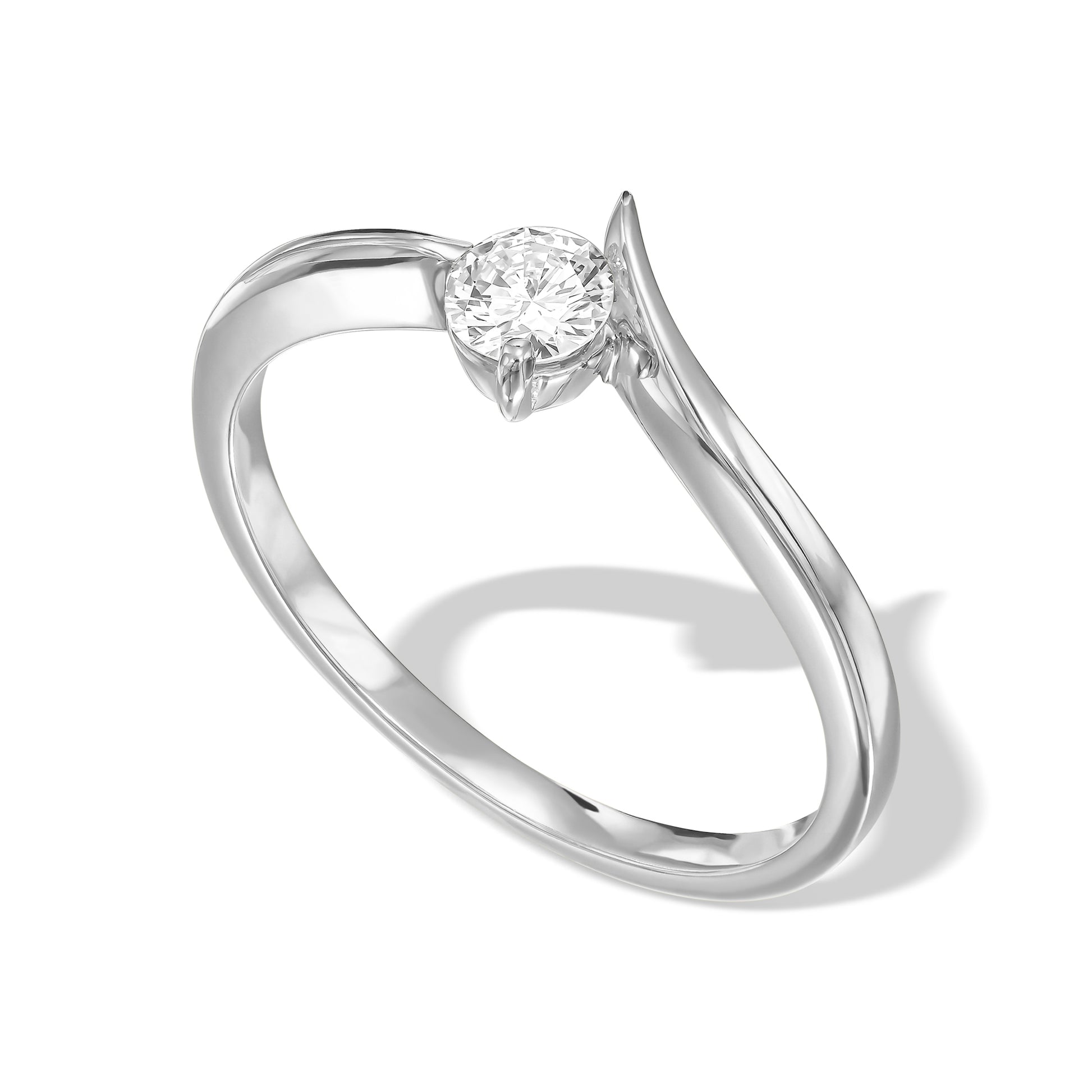Twisted Shank Solitaire Diamond Ring