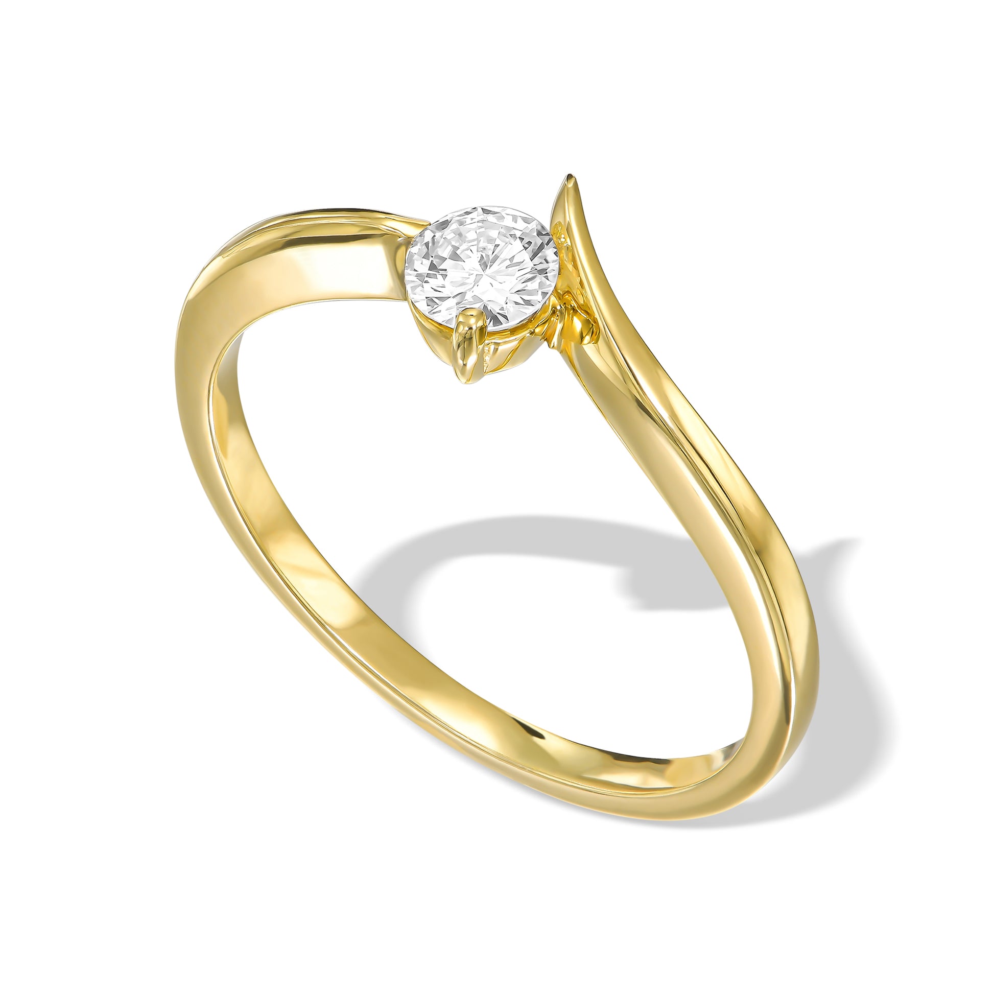 Twisted Shank Solitaire Diamond Ring