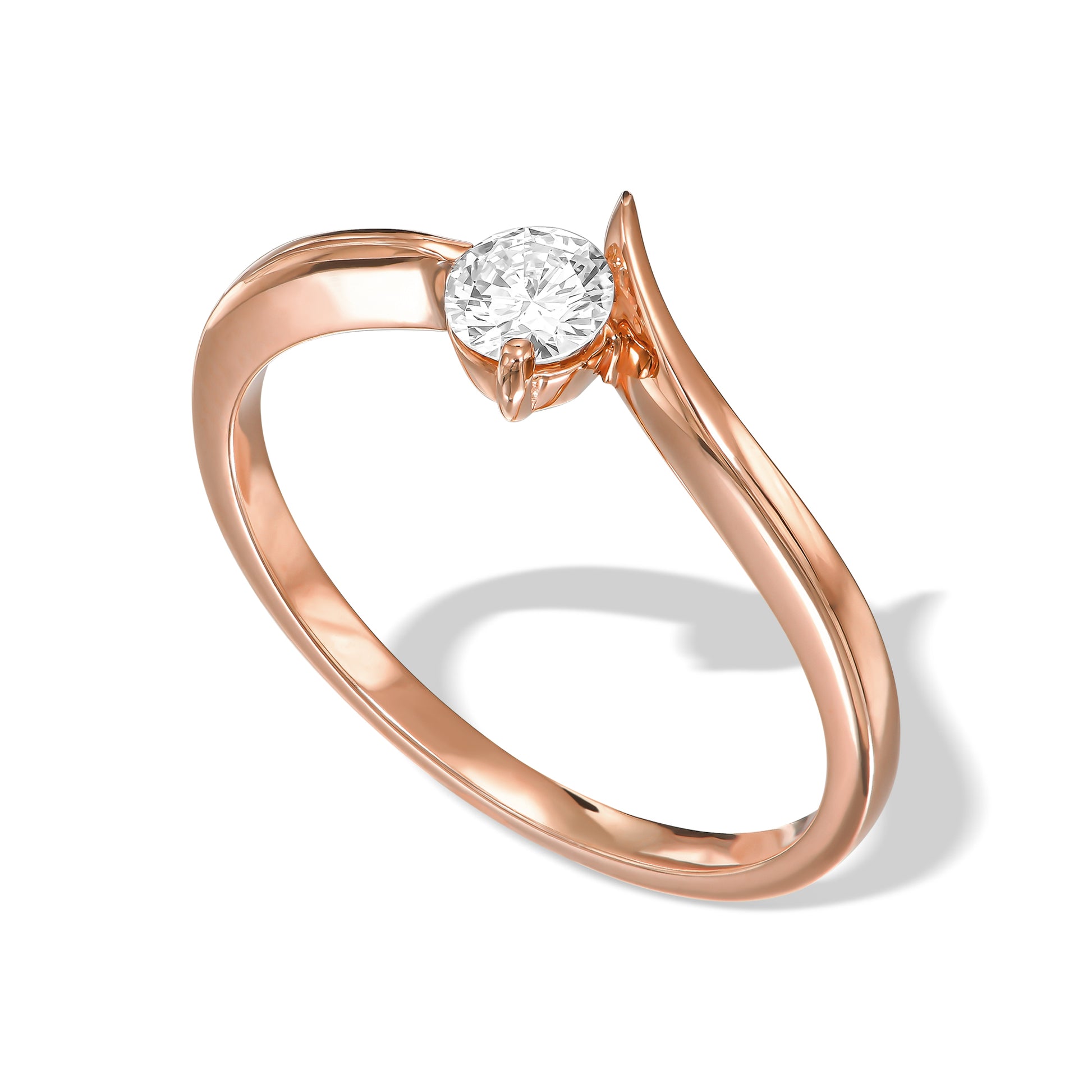 Twisted Shank Solitaire Diamond Ring