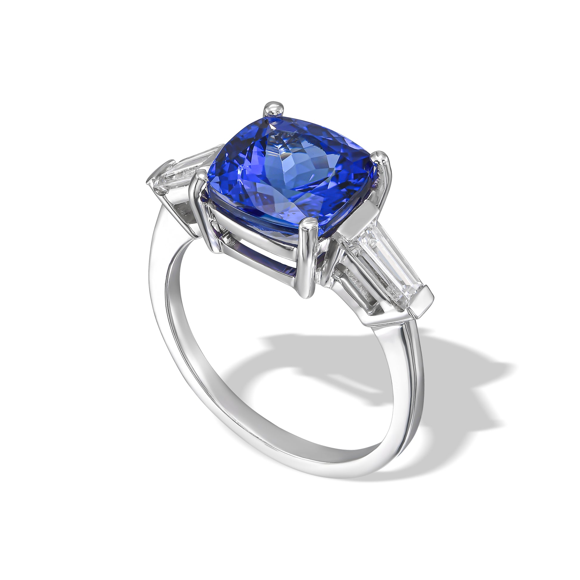 Cushion Cut Tanzanite & Diamond Ring